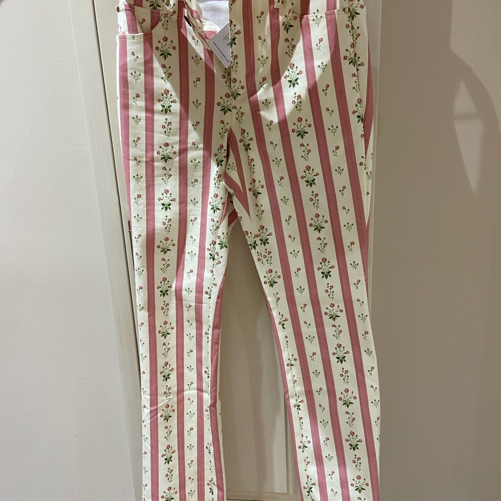 We wore what Lemon Icing print Striped Pink and Cream Floral Set corset top BNWT - Picture 14 of 16